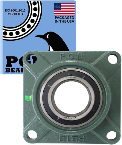 PGN UCF206-20 Pillow Block Bearing - Pack of 2 Square Flange Mounted Pillow Block Bearings - Chrome Steel Bearings with 1 1/4" Bore - Self Alignment in Kuwait