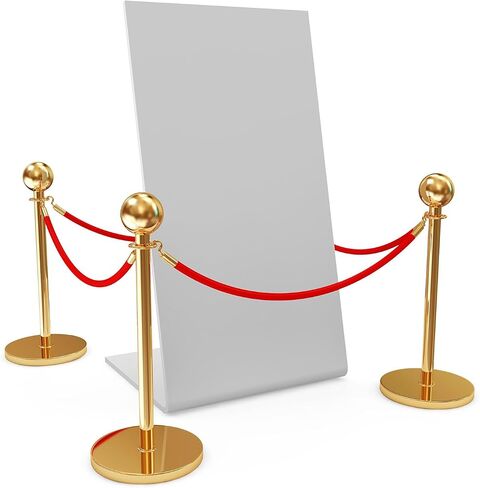 YOKIVE 2 Pcs Pink Velvet Stanchion Rope Crowd Control Barrier Rope, Manage The Crowd, Great for Hotels, Theaters, Ticket Offices (Golden, 4 Feet) in Saudi Arabia