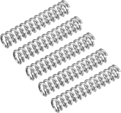 زنبرك ضغط uxcell، 5 قطع 304 من الفولاذ المقاوم للصدأ، 5 مم OD، حجم سلك 0.5 مم، طول حر 25 مم، لون فضي in Kuwait