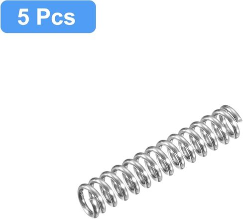 زنبرك ضغط uxcell، 5 قطع 304 من الفولاذ المقاوم للصدأ، 5 مم OD، حجم سلك 0.5 مم، طول حر 25 مم، لون فضي in Kuwait