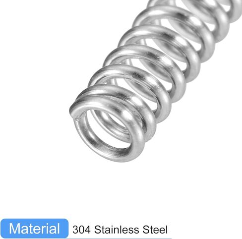 زنبرك ضغط uxcell، 5 قطع 304 من الفولاذ المقاوم للصدأ، 5 مم OD، حجم سلك 0.5 مم، طول حر 25 مم، لون فضي in Kuwait