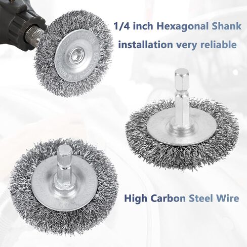 10PCS Wire Brush for Drill, High Carbon Steel Wire Drill Brush Wire Brush, Metal Wire Brush for Drill with 1/4" Hex Shank, Skilled in Handling Metal & Nonmetal Surfaces in Saudi Arabia