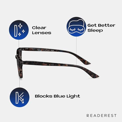 Readerest Blue Light Blocking Reading Glasses (Black, 0.25 Magnification) Computer Reading Glasses With Thin Reflective Lens, Anti Glare & Eye Strain, UV Protection, Glasses for Men & Women in Kuwait