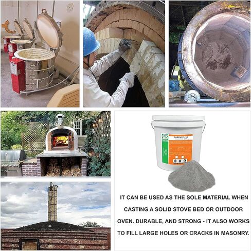 Castable Refractory Cement, 60% Alumina Hydraulic Bonded Dense Cement Castable, 2912F Rated, High Temp Cement for Foundry Furnace Fireplace Oven Stove Forge Lining - 44 Lbs in Saudi Arabia