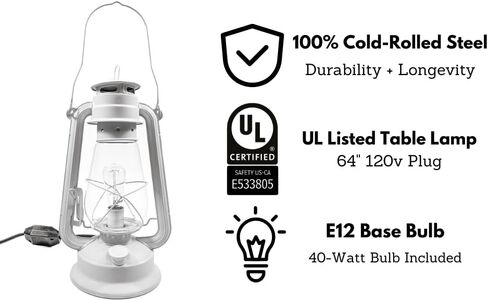 مصباح طاولة فانوس كهربائي قابل للتعتيم مع سلك خافت ومصباح إديسون عتيق - لمسة نهائية من الصدأ الريفي in Kuwait