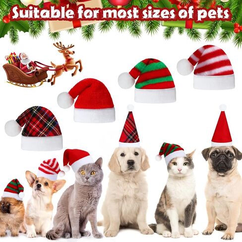 Frienda 12 Pieces Dog Santa Hat PET Christmas Hat Soft Plush Cat Hat Pet Costumes for Small Dog Cat Puppy Christmas Supplies (Mixed Pattern) in Saudi Arabia
