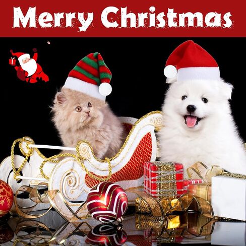 Frienda 12 Pieces Dog Santa Hat PET Christmas Hat Soft Plush Cat Hat Pet Costumes for Small Dog Cat Puppy Christmas Supplies (Mixed Pattern) in Saudi Arabia