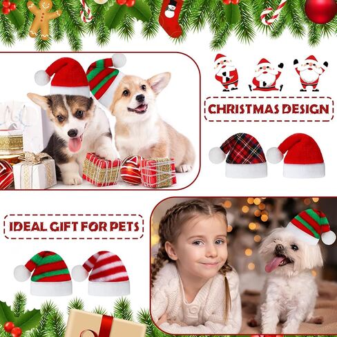 Frienda 12 Pieces Dog Santa Hat PET Christmas Hat Soft Plush Cat Hat Pet Costumes for Small Dog Cat Puppy Christmas Supplies (Mixed Pattern) in Saudi Arabia