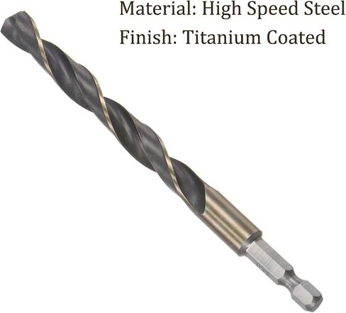 Kozelo 5pcs Titanium Coated Drill Bit with 1/4" Hex Shank - [5mm x 105mm] High Speed Steel for Quick Release 135 Degree Split Point for Aluminum Alloy Iron Wood in Saudi Arabia