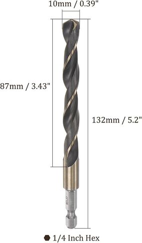 Kozelo 5pcs Titanium Coated Drill Bit with 1/4" Hex Shank - [5mm x 105mm] High Speed Steel for Quick Release 135 Degree Split Point for Aluminum Alloy Iron Wood in Saudi Arabia