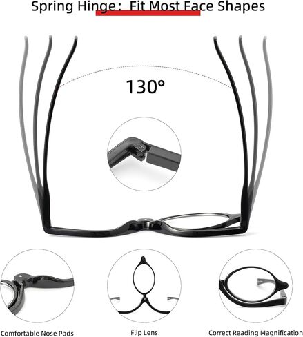 JM 2 Pairs Makeup Reading Glasses Magnifying Flip Down Cosmetic Readers for Women +2.5 in Kuwait