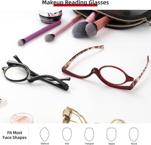 JM 2 Pairs Makeup Reading Glasses Magnifying Flip Down Cosmetic Readers for Women +2.5 in Kuwait