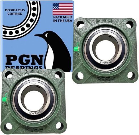 PGN UCF209-28 Pillow Block Bearing - Pack of 2 Square Flange Mounted Pillow Block Bearings - Chrome Steel Bearings with 1 3/4" Bore - Self Alignment in Saudi Arabia
