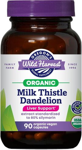 Oregon's Wild Harvest Certified Organic Milk Thistle Dandelion Capsules, 80% Silymarin, Burdock and Artichoke, 90 Count in Saudi Arabia