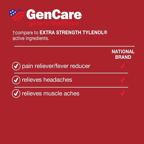 GenCare - أسيتامينوفين لتخفيف الآلام بقوة إضافية 500 ملغ (300 كبسولة) - تخفيف الأعراض المتعددة للصداع والجيوب الأنفية والتهاب المفاصل وآلام الظهر وآلام العضلات وألم الأسنان ومخفض الحمى in Kuwait