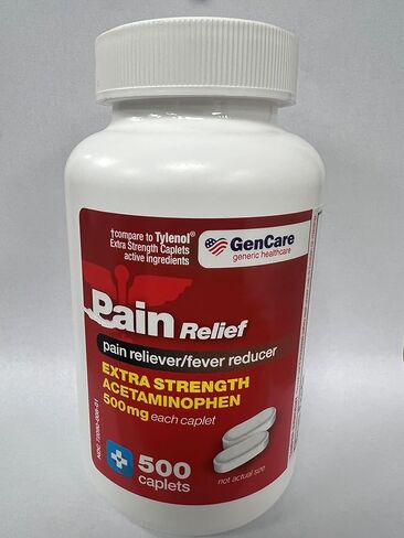 GenCare - أسيتامينوفين لتخفيف الآلام بقوة إضافية 500 ملغ (300 كبسولة) - تخفيف الأعراض المتعددة للصداع والجيوب الأنفية والتهاب المفاصل وآلام الظهر وآلام العضلات وألم الأسنان ومخفض الحمى in Kuwait