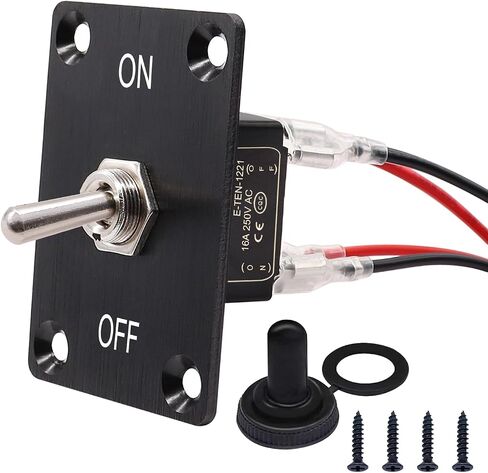 TWTADE Rocker Toggle Switches لحظة 6 دبوس 3 موضع (ON)-Off-(ON) أعلى / أسفل قطبية عكس التبديل مع لوحة والأسلاك وغطاء مقاوم للماء in Kuwait