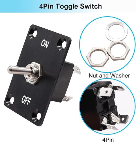 TWTADE Rocker Toggle Switches لحظة 6 دبوس 3 موضع (ON)-Off-(ON) أعلى / أسفل قطبية عكس التبديل مع لوحة والأسلاك وغطاء مقاوم للماء in Kuwait