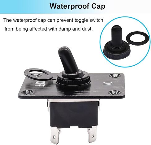 TWTADE Rocker Toggle Switches لحظة 6 دبوس 3 موضع (ON)-Off-(ON) أعلى / أسفل قطبية عكس التبديل مع لوحة والأسلاك وغطاء مقاوم للماء in Kuwait