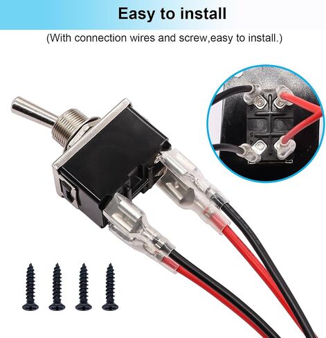 TWTADE Rocker Toggle Switches لحظة 6 دبوس 3 موضع (ON)-Off-(ON) أعلى / أسفل قطبية عكس التبديل مع لوحة والأسلاك وغطاء مقاوم للماء in Kuwait