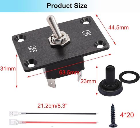 TWTADE Rocker Toggle Switches لحظة 6 دبوس 3 موضع (ON)-Off-(ON) أعلى / أسفل قطبية عكس التبديل مع لوحة والأسلاك وغطاء مقاوم للماء in Kuwait