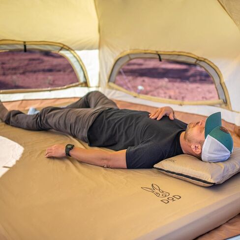 وسادة نوم DOD Soto للتخييم - مرتبة تخييم ذاتية النفخ وسميكة للغاية ووسادة تخييم - أسمر ضارب للصفرة - صغيرة in Kuwait