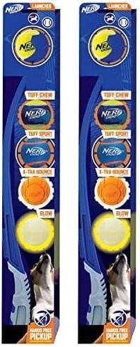 Nerf Dog 25in Translucent Air Strike Thrower, Dog Toy Gift Set with Five 2.5in Balls, Lightweight, Durable and Water Resistant, for Small/Medium/Large Breeds in Kuwait