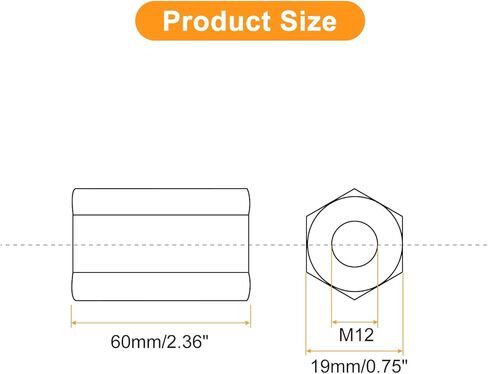 uxcell 2pcs M20x30x60mm Coupling Nuts - Galvanized Carbon Steel Hex Threaded Rod Coupler for Furniture, Electronic, Industrial in Kuwait