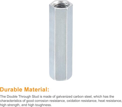 uxcell 2pcs M20x30x60mm Coupling Nuts - Galvanized Carbon Steel Hex Threaded Rod Coupler for Furniture, Electronic, Industrial in Kuwait