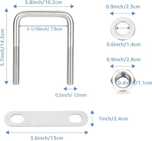4 عبوات من البراغي المربعة على شكل حرف U من الفولاذ المقاوم للصدأ على شكل حرف U مقاس 3-1/8 بوصة ذات عرض داخلي لمقطورة القارب مع غسالات وصواميل وقطع غيار وإكسسوارات لمقطورة السيارات أو قارب التزلج أو مقطورة المراكب الشراعية in Kuwait
