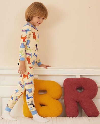 babee Reshinee bamboo Baby Boys Pajama Sets 2-8Y Toddler Kids Girls 2pcs Long-Sleeve Snug fit Sleepwear Pjs Dinosaur in Kuwait