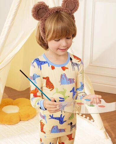 babee Reshinee bamboo Baby Boys Pajama Sets 2-8Y Toddler Kids Girls 2pcs Long-Sleeve Snug fit Sleepwear Pjs Dinosaur in Kuwait