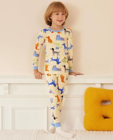babee Reshinee bamboo Baby Boys Pajama Sets 2-8Y Toddler Kids Girls 2pcs Long-Sleeve Snug fit Sleepwear Pjs Dinosaur in Kuwait