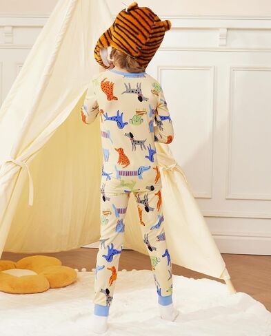 babee Reshinee bamboo Baby Boys Pajama Sets 2-8Y Toddler Kids Girls 2pcs Long-Sleeve Snug fit Sleepwear Pjs Dinosaur in Kuwait