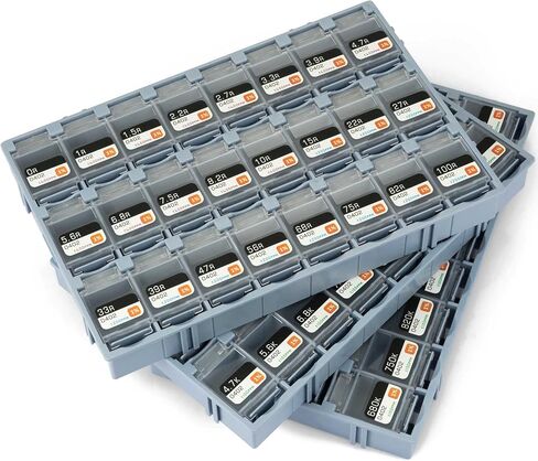 مجموعة متنوعة من مقاومات Guanruixin 0805 SMD، مجموعة مقاومات مكونة من 7200 قطعة و72 قيمة (كل قيمة 100 قطعة) ±1% تسامح (0 أوم - 10 ميجا أوم) مجموعة مقاوم شرائح سميكة متوافقة مع Rohs in Kuwait
