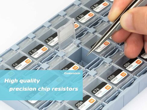 مجموعة متنوعة من مقاومات Guanruixin 0805 SMD، مجموعة مقاومات مكونة من 7200 قطعة و72 قيمة (كل قيمة 100 قطعة) ±1% تسامح (0 أوم - 10 ميجا أوم) مجموعة مقاوم شرائح سميكة متوافقة مع Rohs in Kuwait
