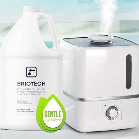BRIOTECH حمض هيبوكلوروس النقي بقوة إضافية، سطح BrioPro والهواء 500 جزء في المليون من حمض الهيدروكلوريك لضباب ULV، والرشاشات وأجهزة الترطيب، ومزيل الروائح الكريهة الأنظف الاحترافي، وخالي من البيروكسيد، والمكتب، والمدرسة، والمنزل in Kuwait