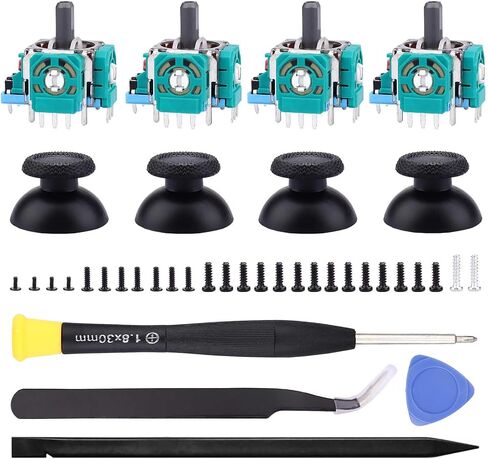 Ikpek 4pcs Joysticks + 4pcs 2K3 Ohm Potentiometer Replacement for PS5 DualSense Controller, 3D Analog Sensor Wheel Thumb Sticks Joystick Rocker Module Trim Pot Resistor Replacement for PS5 Controller in Kuwait