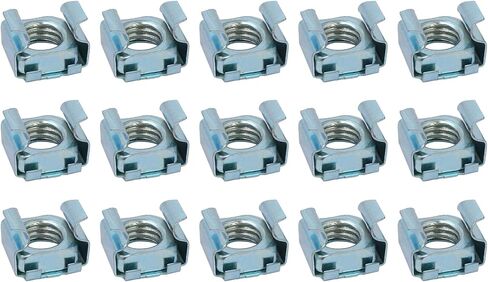 صواميل قفص معدنية (M6x13 مم) 15 قطعة، أقفاص الأجهزة ذات الفتحات المربعة المطلية بالزنك من الفولاذ الكربوني - لرفوف خزانة رف الخادم، لون نحاسي in Kuwait