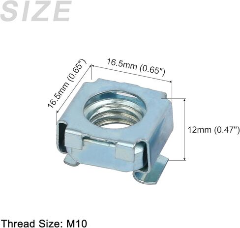 صواميل قفص معدنية (M6x13 مم) 15 قطعة، أقفاص الأجهزة ذات الفتحات المربعة المطلية بالزنك من الفولاذ الكربوني - لرفوف خزانة رف الخادم، لون نحاسي in Kuwait