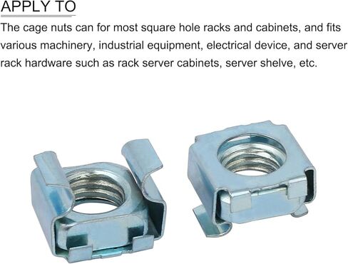 صواميل قفص معدنية (M6x13 مم) 15 قطعة، أقفاص الأجهزة ذات الفتحات المربعة المطلية بالزنك من الفولاذ الكربوني - لرفوف خزانة رف الخادم، لون نحاسي in Kuwait