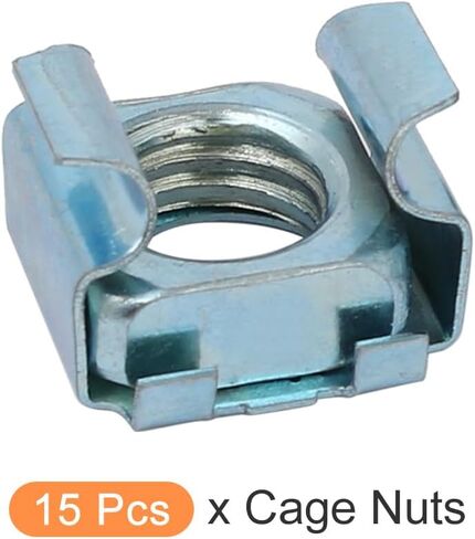 صواميل قفص معدنية (M6x13 مم) 15 قطعة، أقفاص الأجهزة ذات الفتحات المربعة المطلية بالزنك من الفولاذ الكربوني - لرفوف خزانة رف الخادم، لون نحاسي in Kuwait