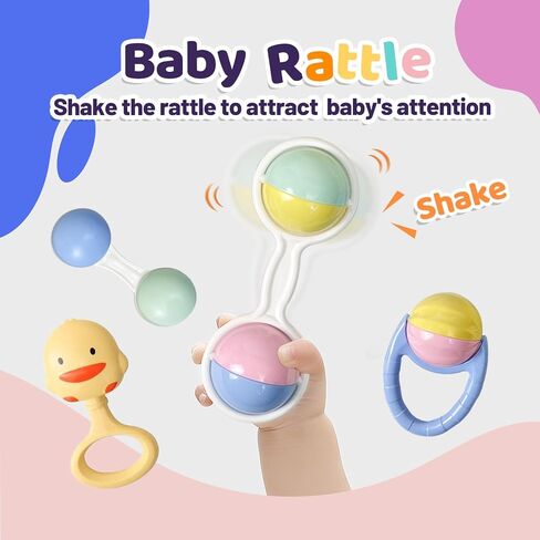 Cuterabit 12PCS Baby Rattles Toys Set with Storage Case, Teething Toys for Babies,Newborn Gift for Baby Boys and Girls 0 1 2 3 4 5 6 7 8 9 10 11 12 Months in Saudi Arabia
