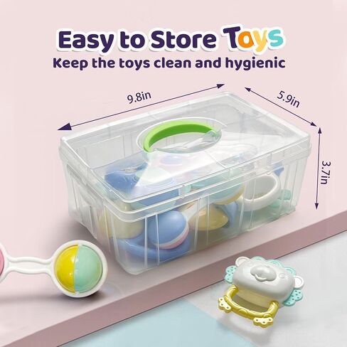 Cuterabit 12PCS Baby Rattles Toys Set with Storage Case, Teething Toys for Babies,Newborn Gift for Baby Boys and Girls 0 1 2 3 4 5 6 7 8 9 10 11 12 Months in Saudi Arabia