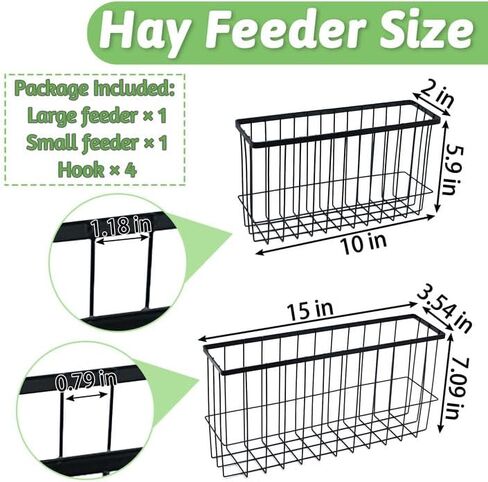 kathson Rabbit Slow Hay Feeder, Metal Hay Rack 0.8" Mesh Holes Bunny Hay Feeder Rack Slow Down Eating Minimize Waste and Mess Pet Metal Hookable Manger for Rabbit Bunny Guinea Pig Chinchilla in Kuwait