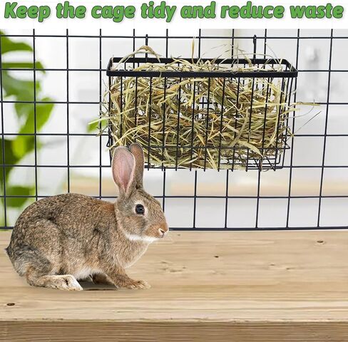 kathson Rabbit Slow Hay Feeder, Metal Hay Rack 0.8" Mesh Holes Bunny Hay Feeder Rack Slow Down Eating Minimize Waste and Mess Pet Metal Hookable Manger for Rabbit Bunny Guinea Pig Chinchilla in Kuwait