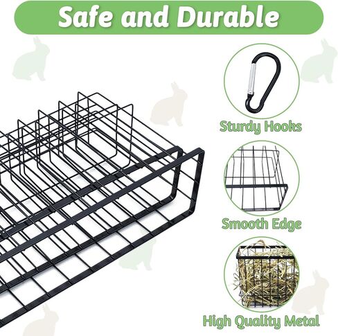 kathson Rabbit Slow Hay Feeder, Metal Hay Rack 0.8" Mesh Holes Bunny Hay Feeder Rack Slow Down Eating Minimize Waste and Mess Pet Metal Hookable Manger for Rabbit Bunny Guinea Pig Chinchilla in Kuwait