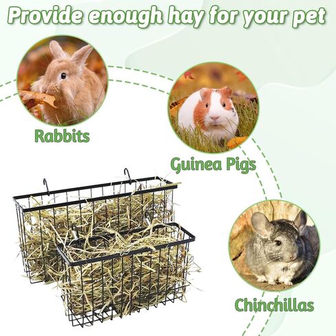 kathson Rabbit Slow Hay Feeder, Metal Hay Rack 0.8" Mesh Holes Bunny Hay Feeder Rack Slow Down Eating Minimize Waste and Mess Pet Metal Hookable Manger for Rabbit Bunny Guinea Pig Chinchilla in Kuwait