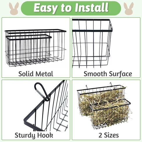 kathson Rabbit Slow Hay Feeder, Metal Hay Rack 0.8" Mesh Holes Bunny Hay Feeder Rack Slow Down Eating Minimize Waste and Mess Pet Metal Hookable Manger for Rabbit Bunny Guinea Pig Chinchilla in Kuwait