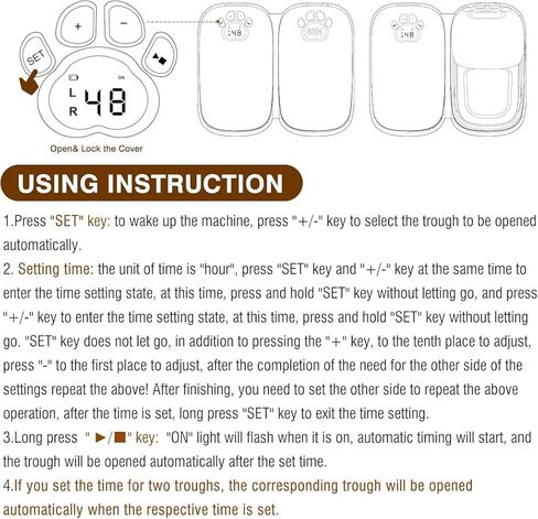 جهاز تغذية القطط الرطب الاوتوماتيكي بمؤقت ذكي لمدة 1-48 ساعة مع شاشة LED لقطتين، موزع طعام الحيوانات الاليفة الجاف او شبه الرطب للقطط والجراء in Kuwait